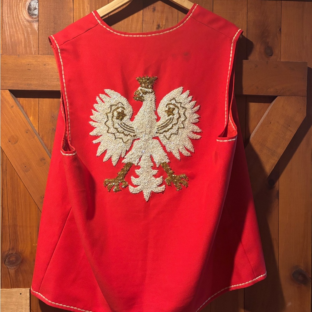 Vintage Vest with Polish Embellishment and Loop Stitching